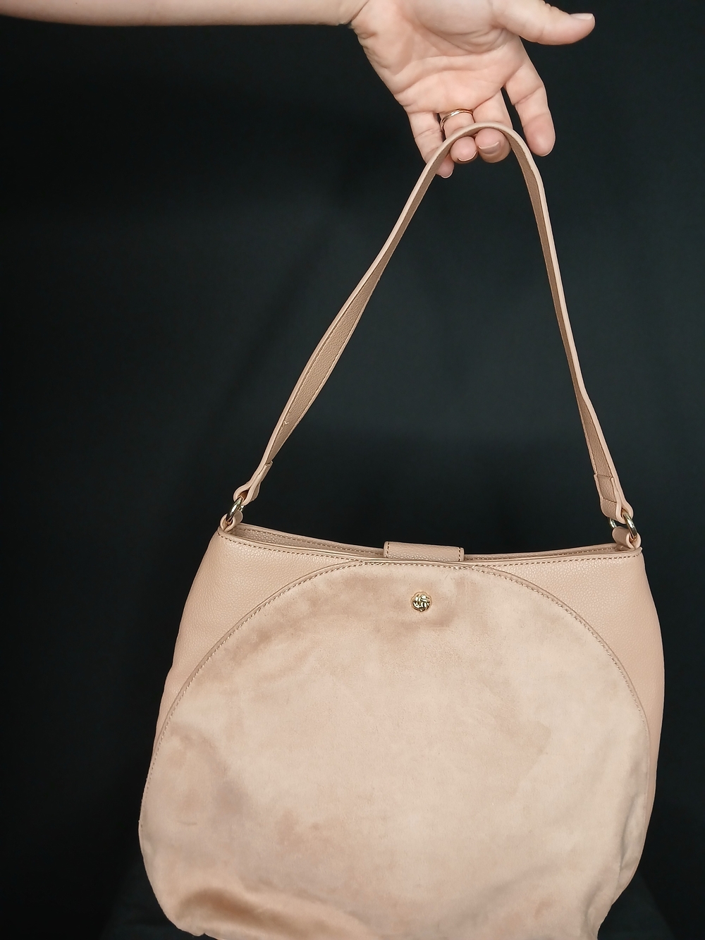 Lauren Conrad Suede Shoulder Tote in Nude Pink - Picture 2 of 16